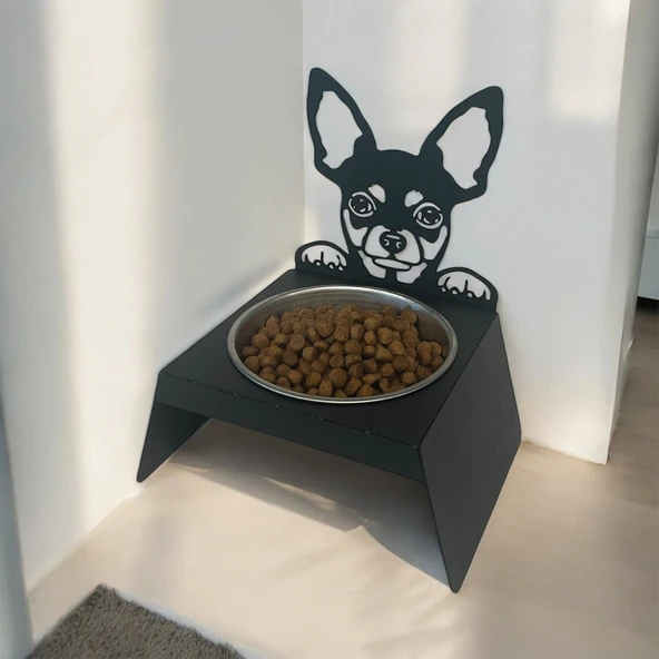 Sevimli Köpek Tasarımlı, Ergonomik Siyah Kedi ve Köpek Mama ve Su Kabı Tekli Small Model – Paslanmaz Çelik, Dayanıklı Malzeme ürün görseli 1
