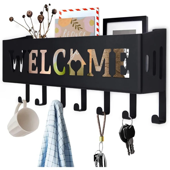 Welcome Temalı Siyah Raflı Anahtarlık ürün görseli 1