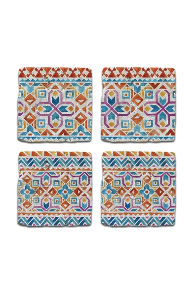 Doğal Taş Bardak Altlığı 4'lü Model- Boho - Resim 2