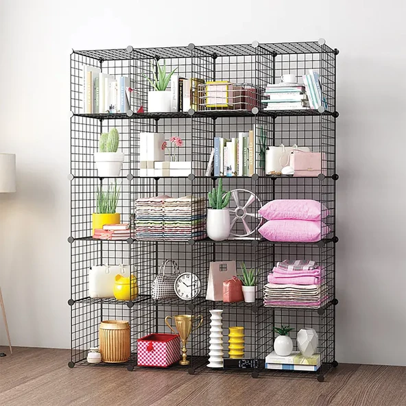 20'li Tel Küp Çok Amaçlı Organizer Raf Siyah 33cm ürün görseli 1