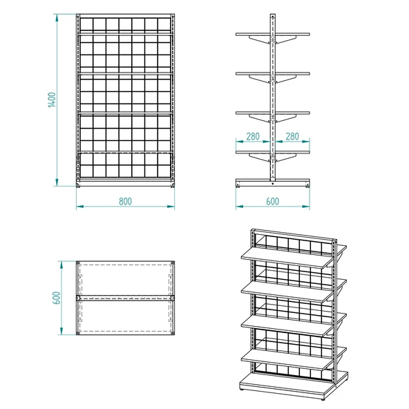 80X60 Çift Taraflı Metal Siyah Stand Bambu Raflı - Resim 2
