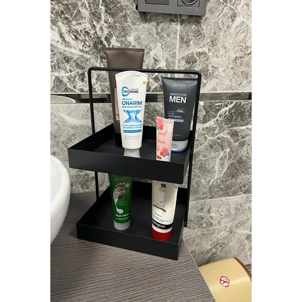 20x20 Siyah Tezgahüstü Mutfak ve Banyo Iki Katlı Organizer ürün görseli 1