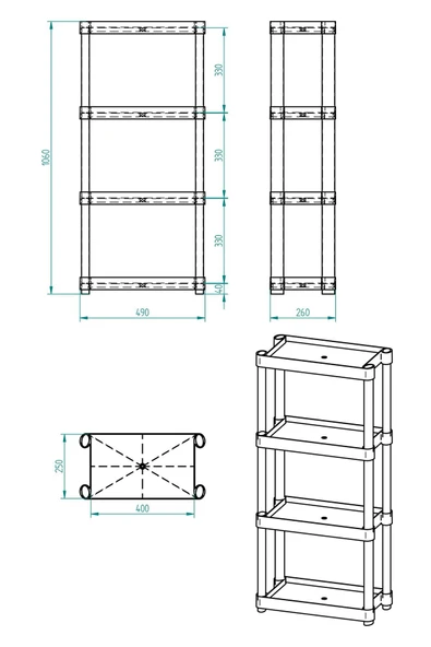 4 Raflı Plastik Banyo & Mutfak Organizer (Small Model) - Resim 5