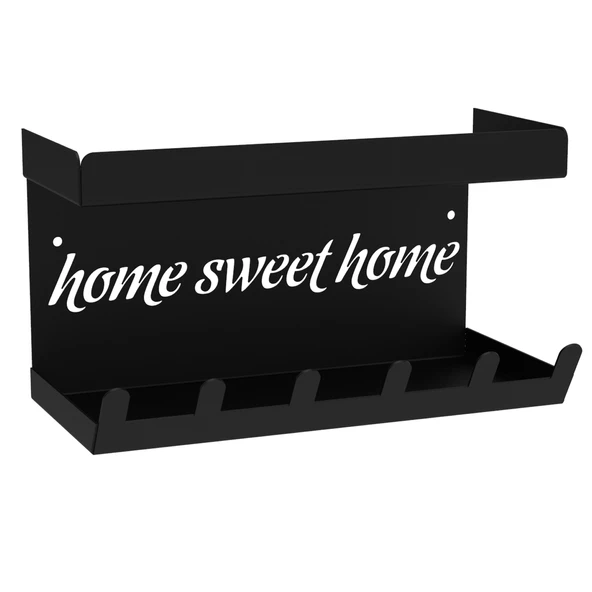 Siyah Raflı Anahtarlık - Home Sweet Home Temalı Kapı Girişi Duvar Askılığı ürün görseli 1