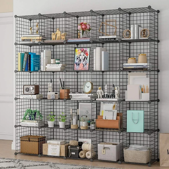 25'li Tel Küp Çok Amaçlı Organizer Raf Siyah 33cm ürün görseli 1