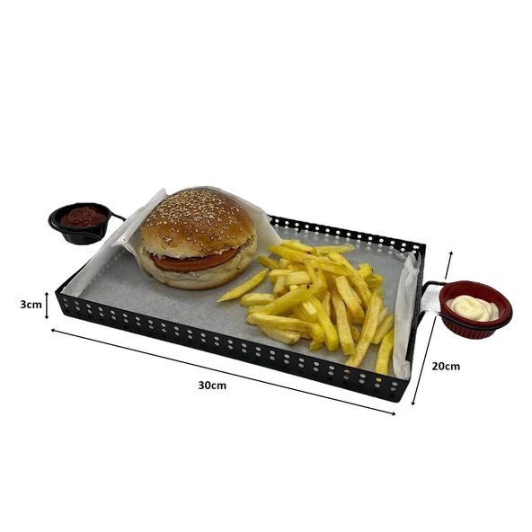 Metal Cafe Sunum Tepsisi - Hamburger ve Fast Food Servis İçin Model-1 ürün görseli 1