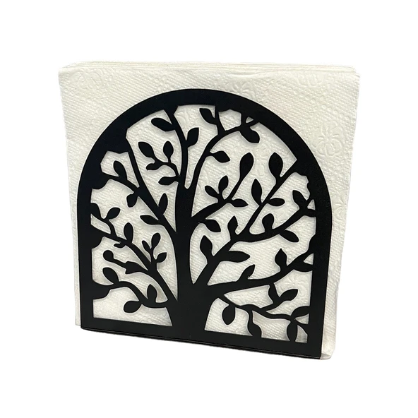 Hayat Ağacı Temalı Siyah Metal Peçetelik ürün görseli 1