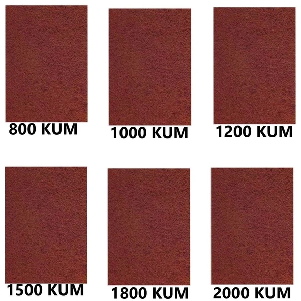 Su Zımparası, Yumuşak Kağıt, Yüksek Kalite 23X28 cm 800,1000,1200,1500,1800,2000 KUM 6 Parça ürün görseli 1