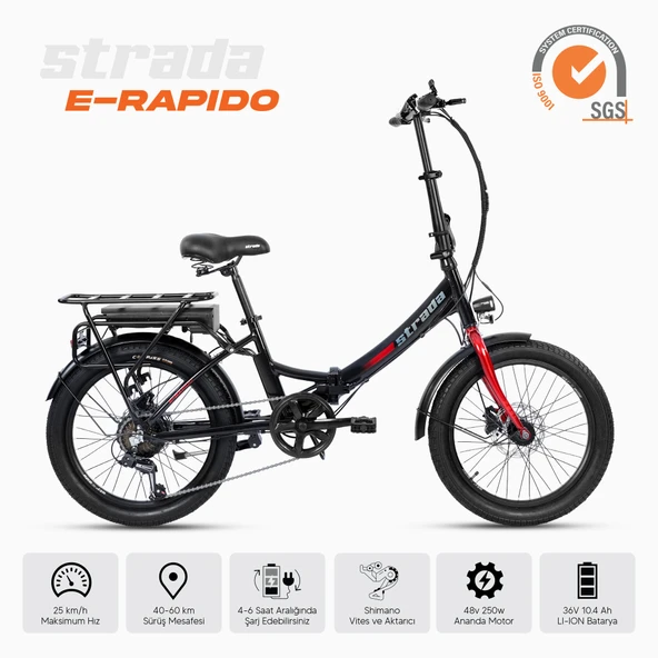 Stradacycles E-Rapido 20 Jant Hidrolik Disk Katlanabilir Elektrikli Bisiklet ürün görseli 1
