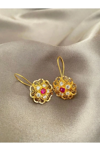14 Ayar Altın Gül Küpe ürün görseli 1
