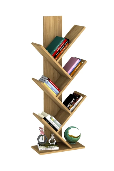 Tree Dekoratif Kitaplık Çam - Resim 4