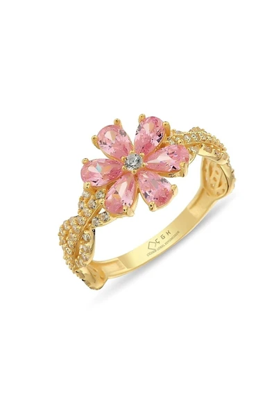 Pembe Çiçek Altın Yüzük Zy0296 14yeni0108 ürün görseli 1