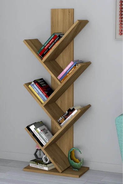Tree Dekoratif Kitaplık Çam - Resim 3