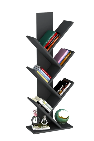 Tree Dekoratif Kitaplık Antrasit - Resim 6