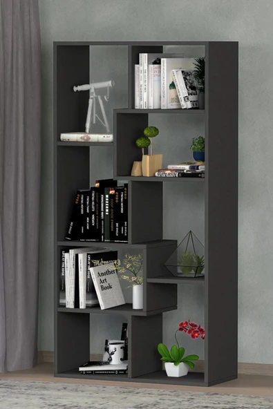 Zebra Dekoratif Kitaplık Antrasit - Resim 2