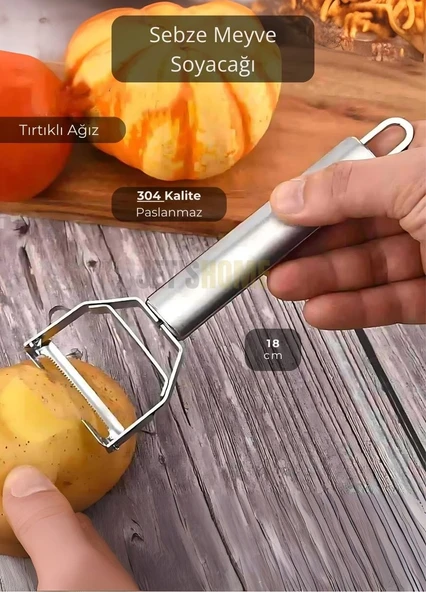 Sebze Soyacağı Çelik Tırtıklı Soyacak Meyve Soyacağı Paslanmaz Soyacak 18 cm ürün görseli 1