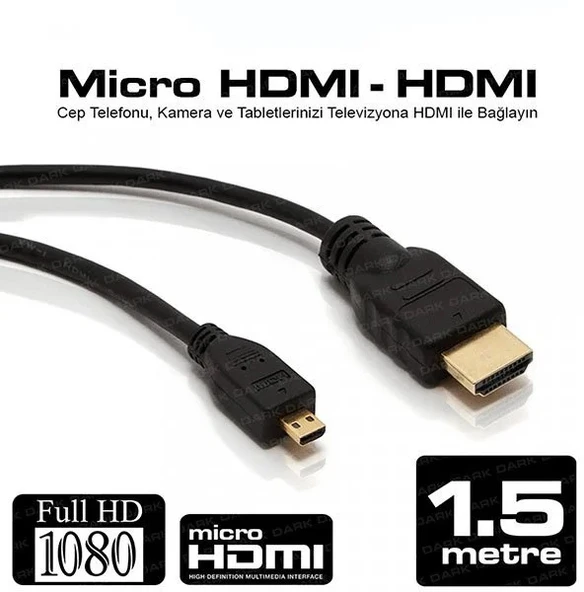 Afila - Hadron Hdx2007 Hdmi To Micro Hdmi Kablo Pvc 1.5M Siyah M/M ürün görseli 1