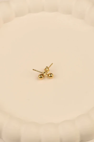 14 Ayar 2mm Top Altın Küpe - Resim 4