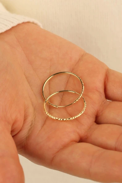 14 Ayar 2.3 cm Halka Altın Küpe ürün görseli 1