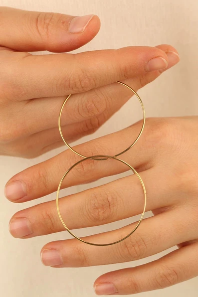 14 Ayar 4cm Halka Altın Küpe ürün görseli 1