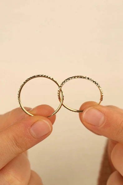 14 Ayar 2.3 cm Halka Altın Küpe - Resim 2