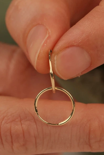 14 Ayar 1 cm Halka Altın Küpe - Resim 3