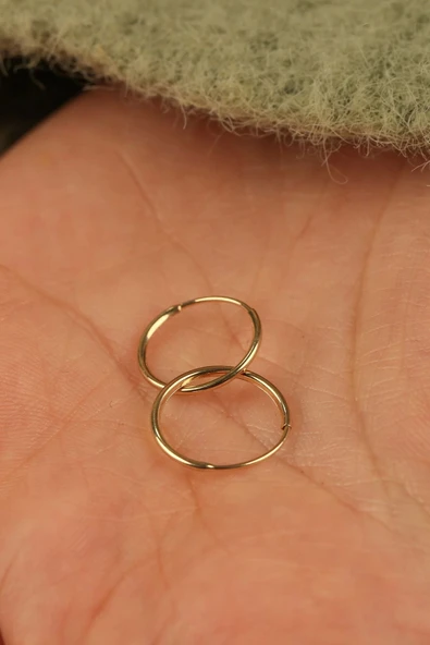 14 Ayar 1 cm Halka Altın Küpe - Resim 2