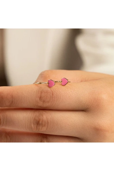 Pembe Kalp Çocuk Altın Küpe - Resim 3