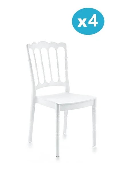 Omnipazar SY-2526 Estate Plastik Modern Bahçe Düğün Sandalye 4'lü Set ürün görseli 1
