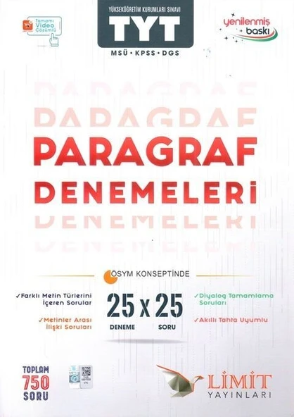 TYT MSÜ KPSS DGS Paragraf 25 X 25 Denemeleri Limit Yayınları ürün görseli 1