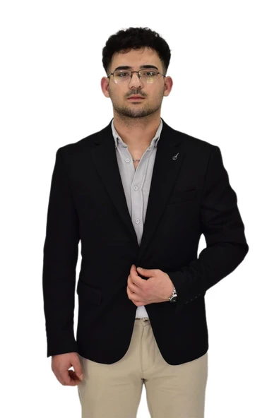 Erkek Siyah Tek Spor Ceket BGL-ST04466 ürün görseli 1