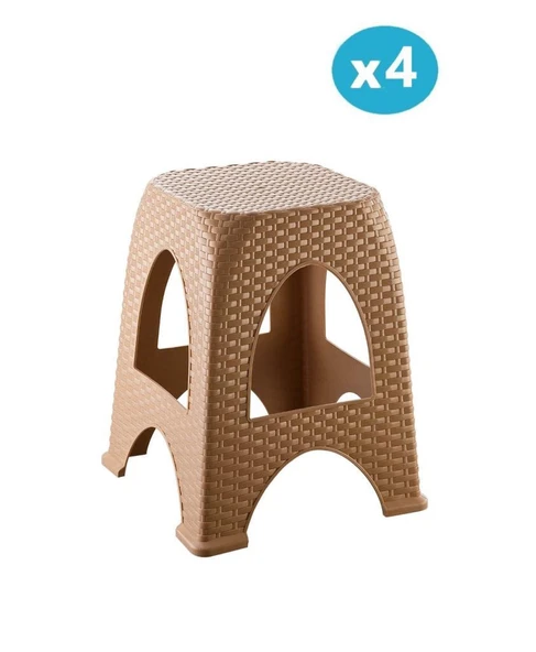 Omnipazar SY-4666 Plastik Hasır Tabure Büyük Boy 4'lü Set ürün görseli 1