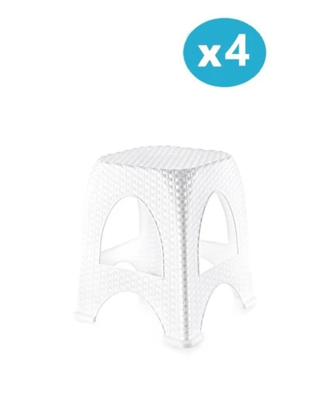 Omnipazar SY-4667 Plastik Hasır Tabure Küçük Boy 4'lü Set ürün görseli 1
