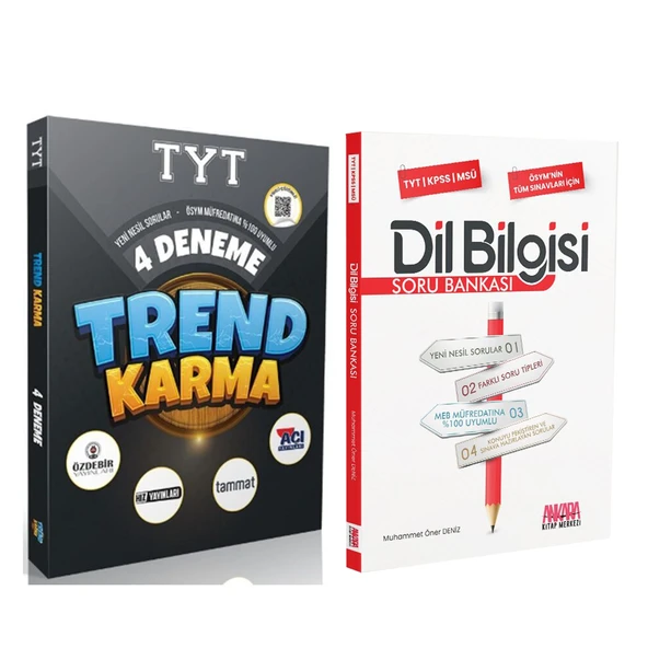 Trend Karma TYT 4 Deneme ve AKM Dil Bilgisi Soru Bankası Seti 2 Kitap ürün görseli 1