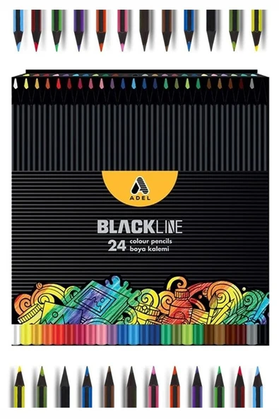 Blackline 24 lü Kuru Boya Kalemi Karton Kutu 1 Paket 12 Renk Blackline Kuruboya Tam Boy Renkli Kalem ürün görseli 1