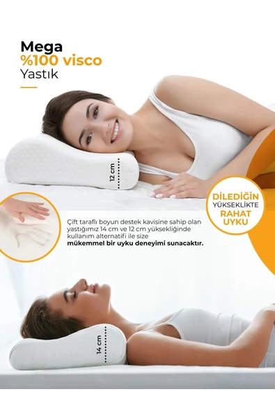 viscoday  Mega Boy Ortopetik Yastık Boyun Fıtığı Boyun Düzleşmesi Için Yastık 60x40x14/12cm ürün görseli 1