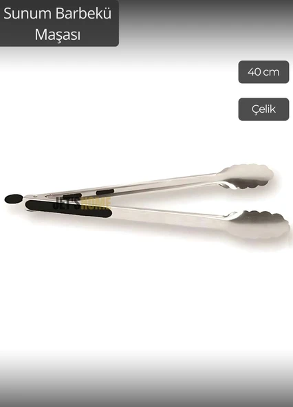 Sunum Maşası Barbekü Maşası Mangal Maşa Çelik Salata Maşası 40 cm ürün görseli 1