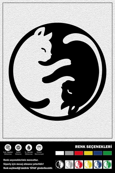 Ecce KEDİ YING YANG STICKER 30 x 30 cm ürün görseli 1