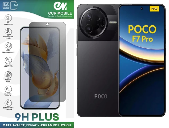 Poco F7 Pro Ekran Koruyucu Tam Uyumlu 9H Esnek Nano Kırılmayan MAT HAYALET(Privacy) ürün görseli 1