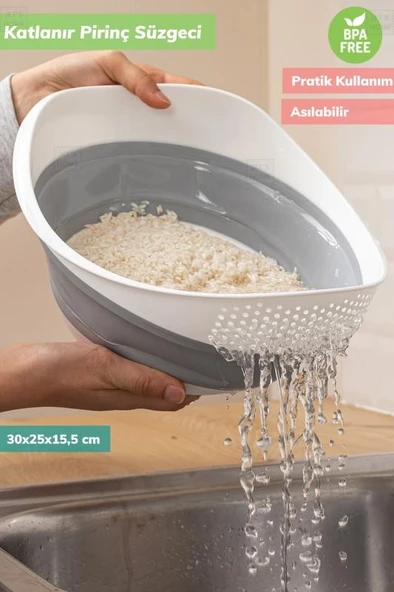 Pirinç Süzgeci Katlanır Makarna Süzgeci Silikon Mercimek Süzgeci Bpa Free ürün görseli 1