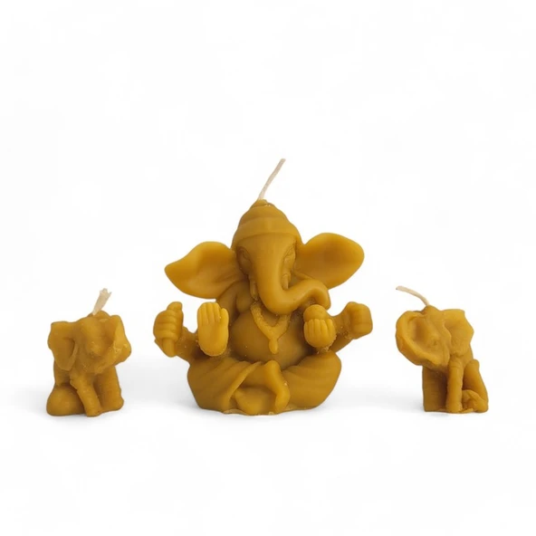 Bal Mumu Ganesha ve İkili Küçük Fil Set ürün görseli 1