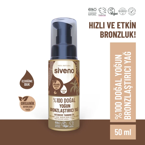 Siveno %100 Doğal Bronzlaştırıcı Yağ Organik Avokado Yağı Nemlendirici Yoğun Bronzlaştırıcı 50 ml ürün görseli 1