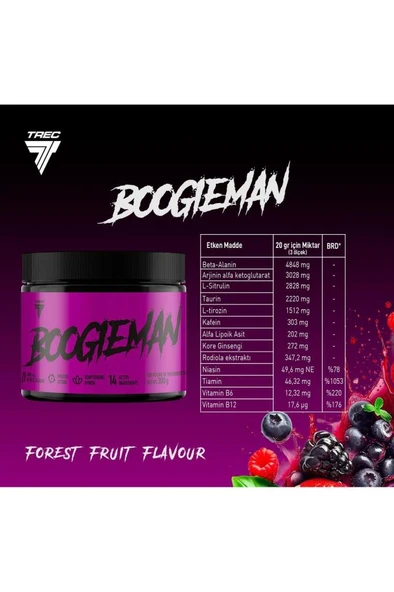 Trec Nutrition Boogieman Pre Workout 300g Forest Fruits Flavour ürün görseli 1