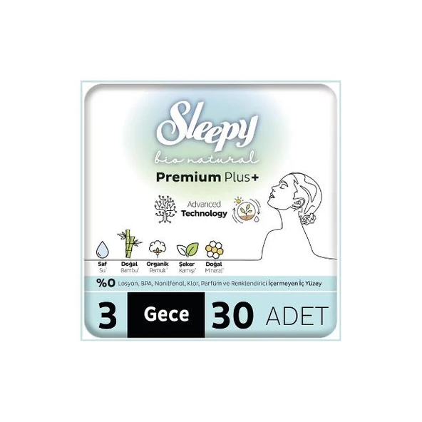 Sleepy Ped Mega Pakeet Bio Natural Premium Plus+ No: 3 Gece 30 Adet ürün görseli 1