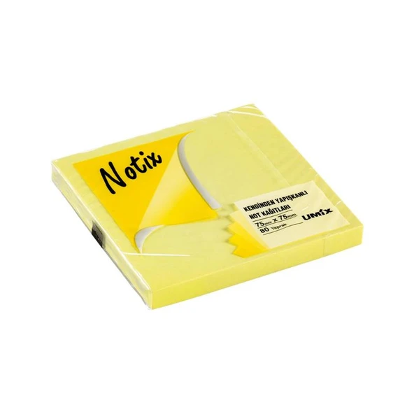 Notix Yapışkanlı Not Kağıdı Pastel Sarı 75 mm x 75 mm 100 Yaprak ürün görseli 1