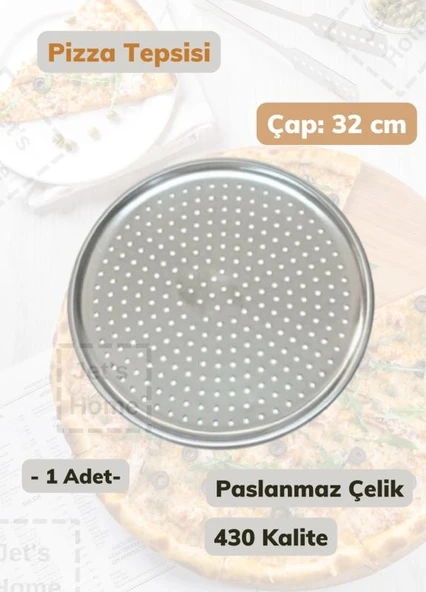 Çelik Pizza Tepsisi 32 cm Paslanmaz Çelik Tepsi ürün görseli 1