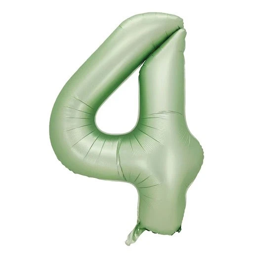 4 Rakam Retro Yeşil Folyo Balon 34 inç 76 cm ürün görseli 1