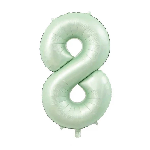 8 Rakam Retro Yeşil Folyo Balon 34 inç 76 cm ürün görseli 1