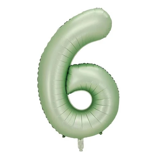 6 Rakam Retro Yeşil Folyo Balon 34 inç 76 cm ürün görseli 1