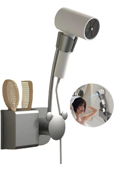 UmoTech Ayarlanabilir Eller Serbest Saç Kurutma Makinesi Tutucu  Pratik Banyo Organizeri- Delme Gerektirmez ürün görseli 1